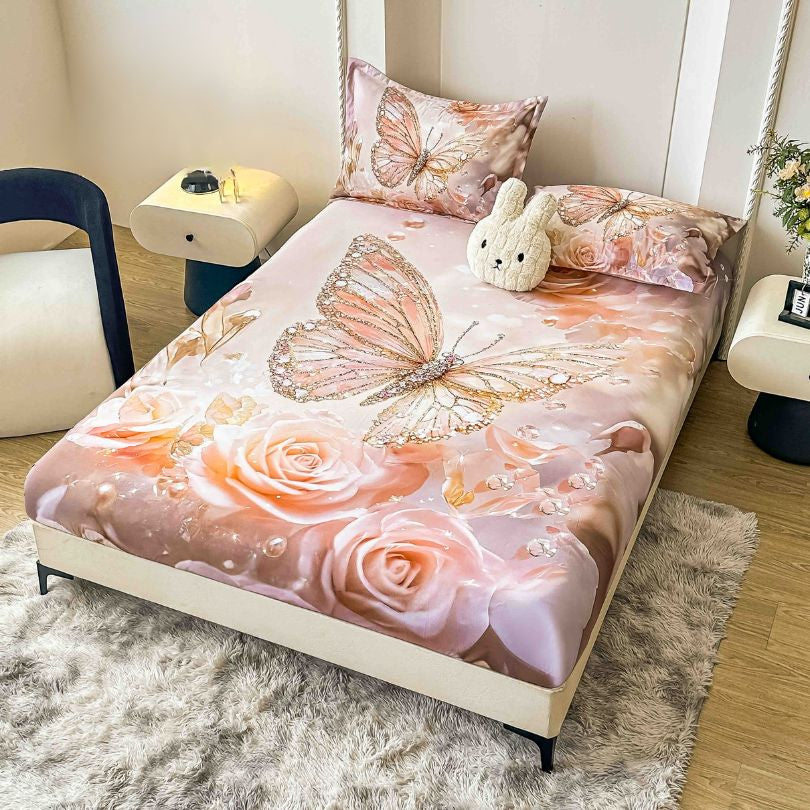 Husa de pat din  finet, imprimare digitala, ultra moale si rezistenta, decor modern | 2215-J