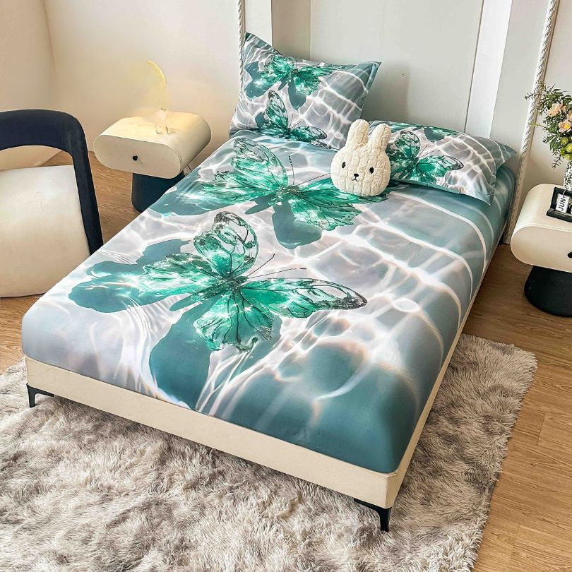 Husa de pat din  finet, imprimare digitala, ultra moale si rezistenta, decor modern | 2218-J