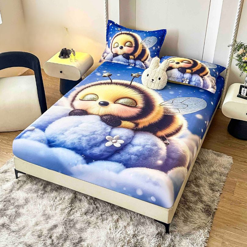 Husa de pat din  finet, imprimare digitala, ultra moale si rezistenta, decor modern | 2221-J