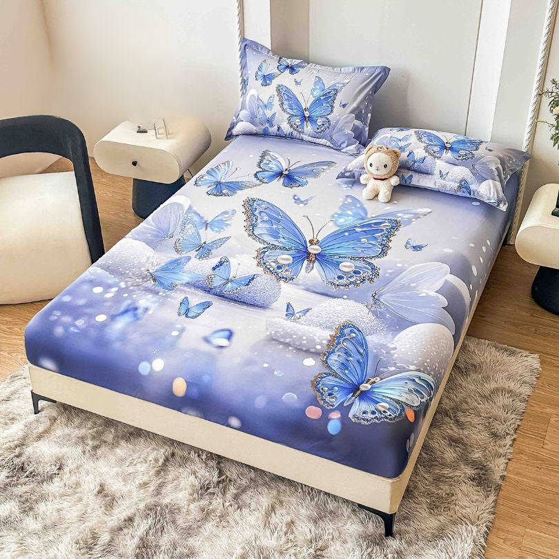 Husa de pat din  finet, imprimare digitala, ultra moale si rezistenta, decor modern | 2223-J 