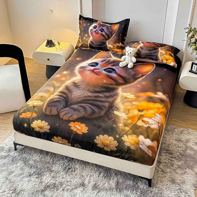 Husa de pat din  finet, imprimare digitala, ultra moale si rezistenta, decor modern | 2224-J 