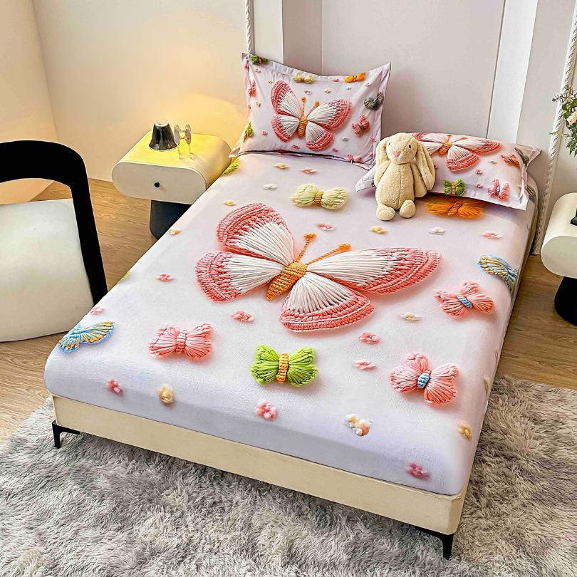 Husa de pat din  finet, imprimare digitala, ultra moale si rezistenta, decor modern | 2227-J 
