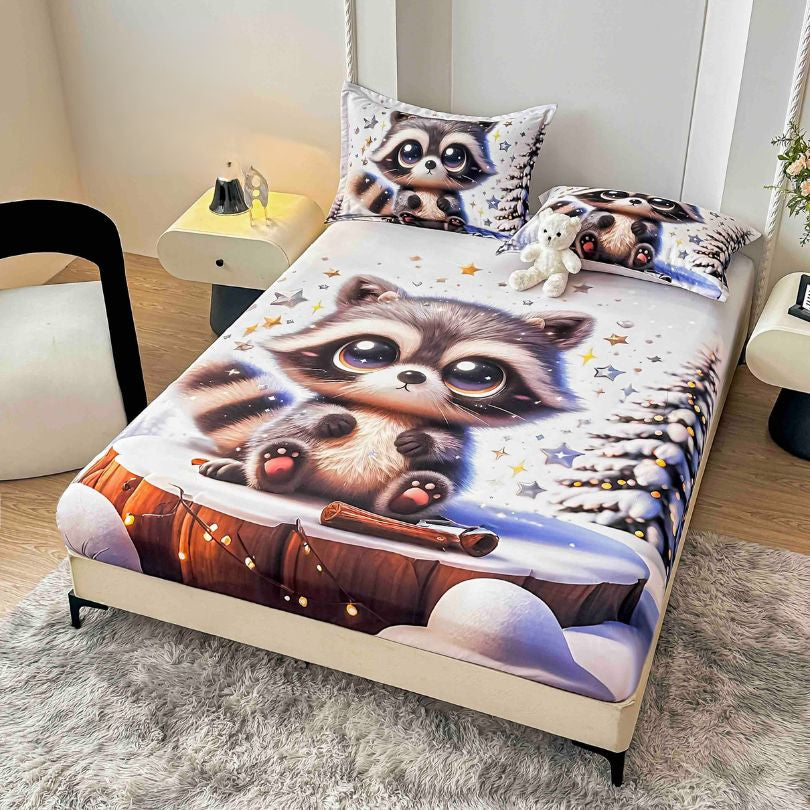 Husa de pat din  finet, imprimare digitala, ultra moale si rezistenta, decor modern | 2229-J 