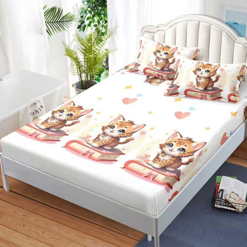 Husa de pat satinata, 3 piese, 160x200cm ultra fina și eleganta | 2563-S 