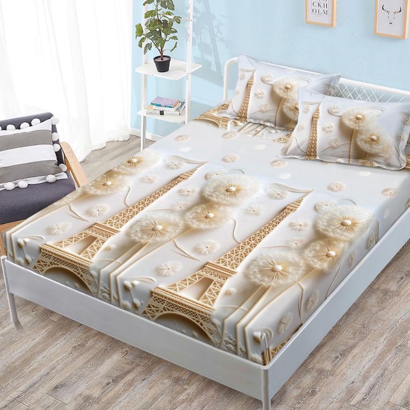 Husa de pat satinata, 3 piese, 160x200cm ultra fina și eleganta | 2573-S 
