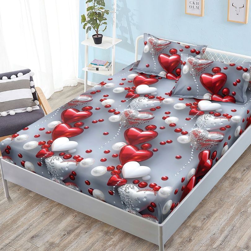 Husa de pat satinata, 3 piese, 160x200cm ultra fina și eleganta | 2597-S