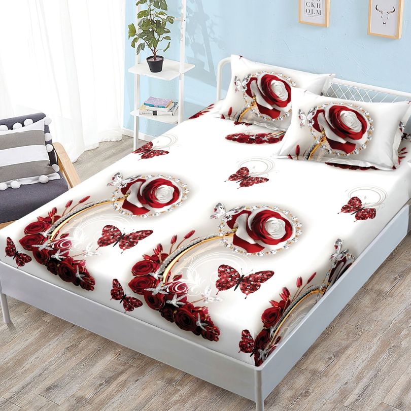 Husa de pat satinata, 3 piese, 160x200cm ultra fina și eleganta | 2600-S 