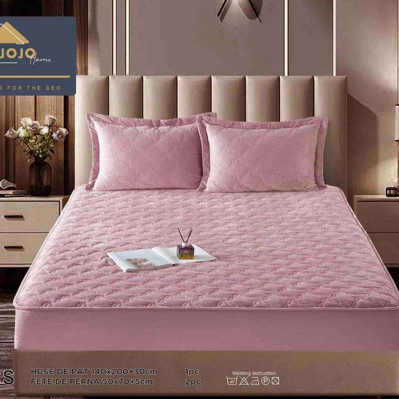 Husa de pat topper catifea – Set complet 3 piese, confort si eleganta pentru patul tau 140X200cm | COD 1546J