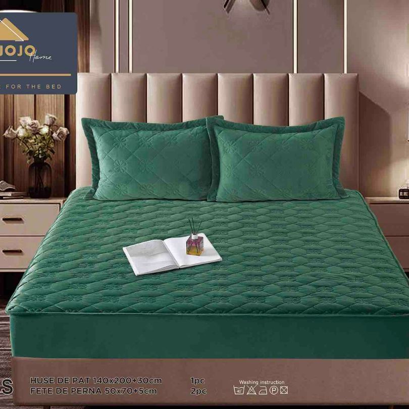 Husa de pat topper catifea – Set complet 3 piese, confort si eleganta pentru patul tau 140X200cm | COD 1550J