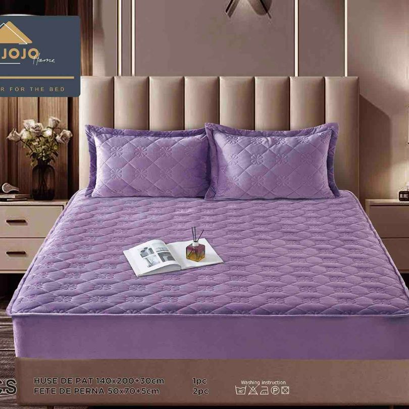 Husa de pat topper catifea – Set complet 3 piese, confort si eleganta pentru patul tau 140X200cm | COD 1551-J