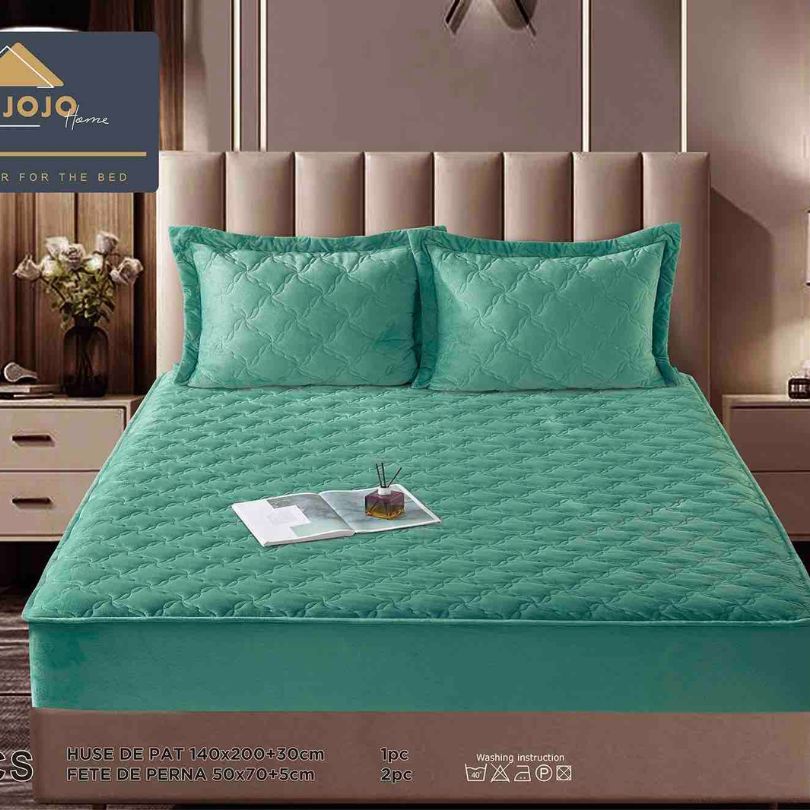 Husa de pat topper catifea – Set complet 3 piese, confort si eleganta pentru patul tau 140X200cm | COD 1552J