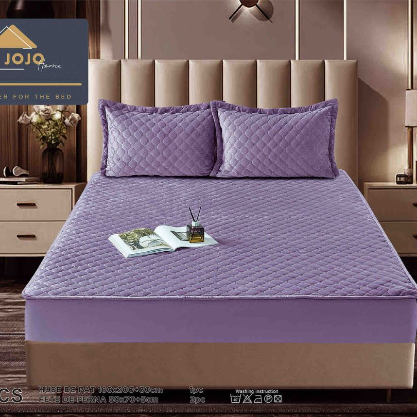 Husa de pat topper catifea – Set complet 3 piese, confort si eleganta pentru patul tau 160X200cm | COD 1543-J