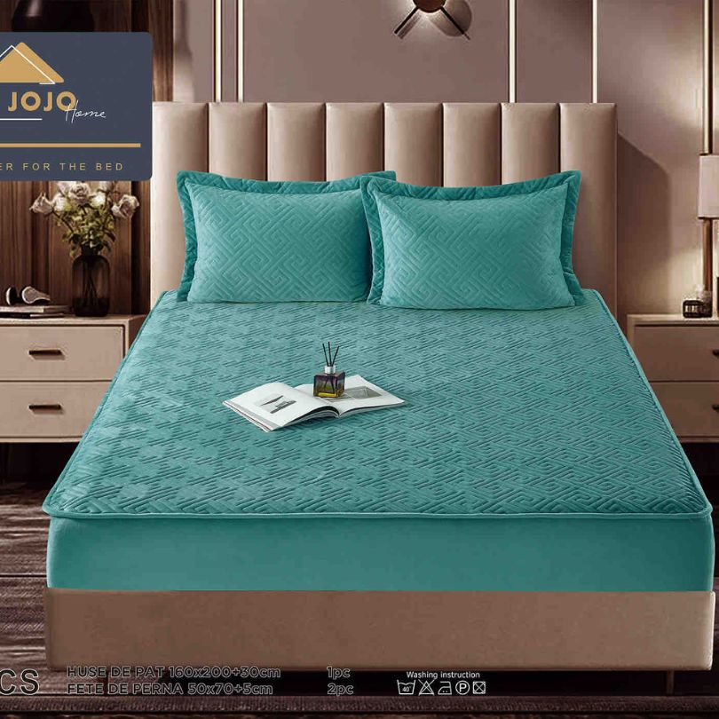 Husa de pat topper catifea – Set complet 3 piese, confort si eleganta pentru patul tau 160X200cm | COD 1545-J