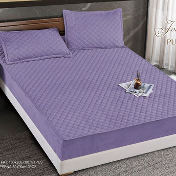 Husa de pat topper catifea – Set complet 3 piese, confort si eleganta pentru patul tau 160X200cm | COD 1574-S