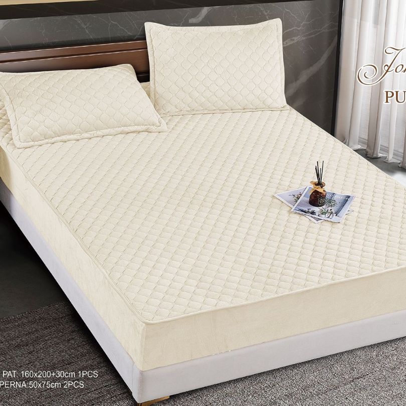 Husa de pat topper catifea – Set complet 3 piese, confort si eleganta pentru patul tau 160X200cm | COD 1575-S