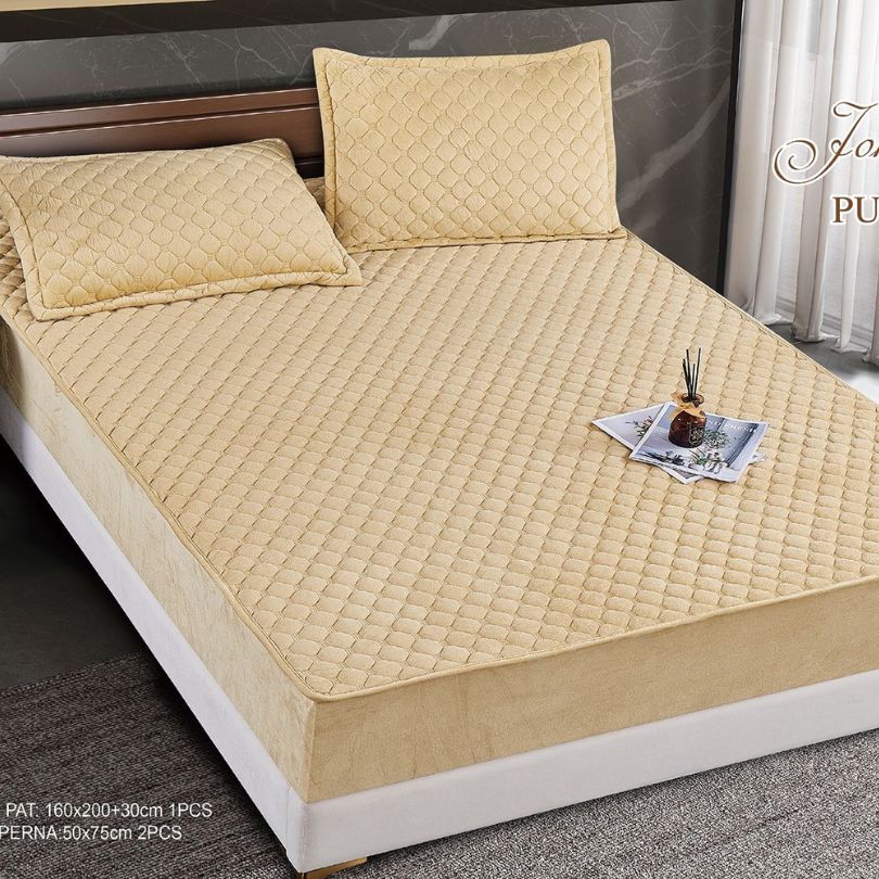 Husa de pat topper catifea – Set complet 3 piese, confort si eleganta pentru patul tau 160X200cm | COD 1577-S