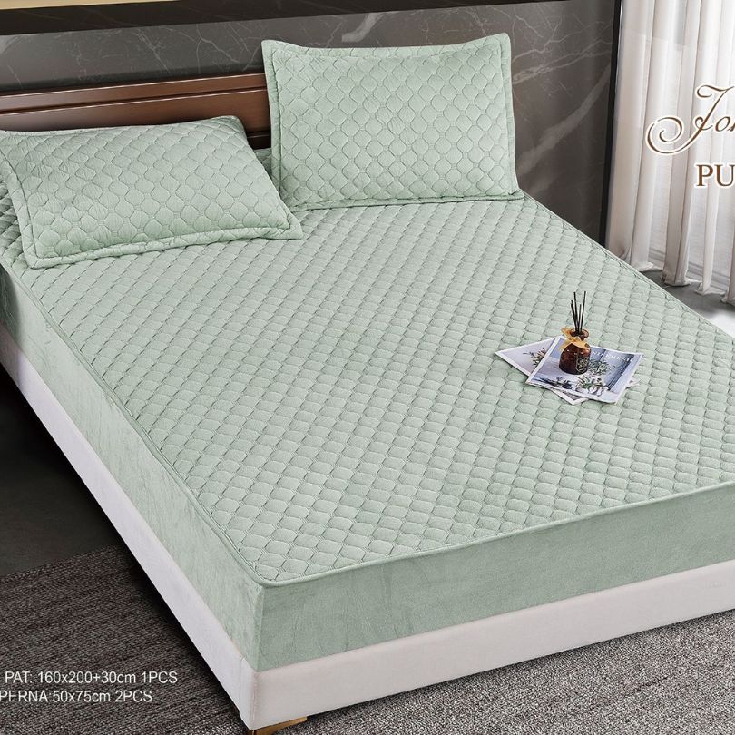 Husa de pat topper catifea – Set complet 3 piese, confort si eleganta pentru patul tau 160X200cm | COD 1580-S