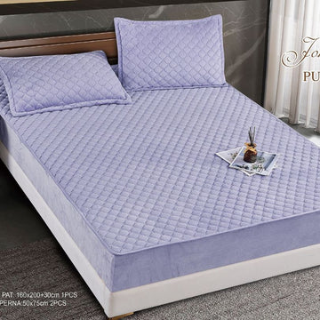 Husa de pat topper catifea – Set complet 3 piese, confort si eleganta pentru patul tau 160X200cm | COD 1581-S