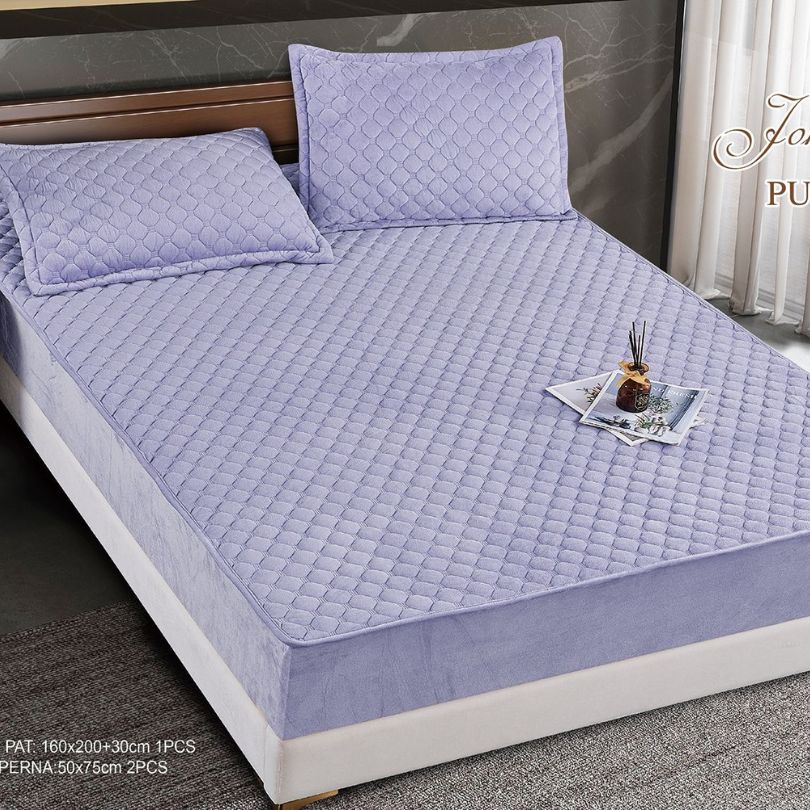 Husa de pat topper catifea – Set complet 3 piese, confort si eleganta pentru patul tau 160X200cm | COD 1581-S