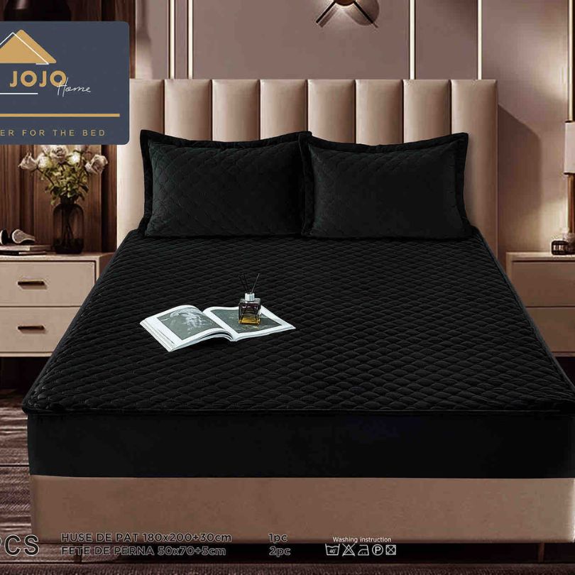 Husa de pat topper catifea – Set complet 3 piese, confort si eleganta pentru patul tau 180X200cm | COD 1526J