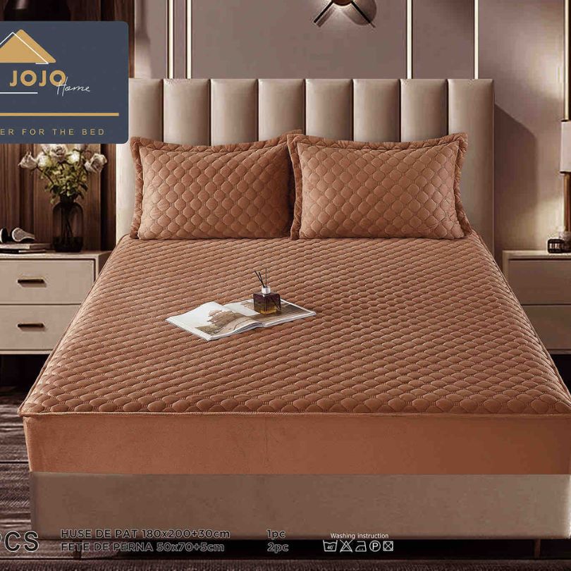 Husa de pat topper catifea – Set complet 3 piese, confort si eleganta pentru patul tau 180X200cm | COD 1527-J