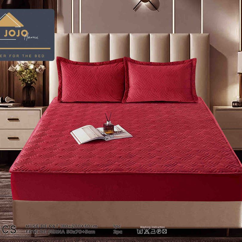 Husa de pat topper catifea – Set complet 3 piese, confort si eleganta pentru patul tau 180X200cm | COD 1529-J