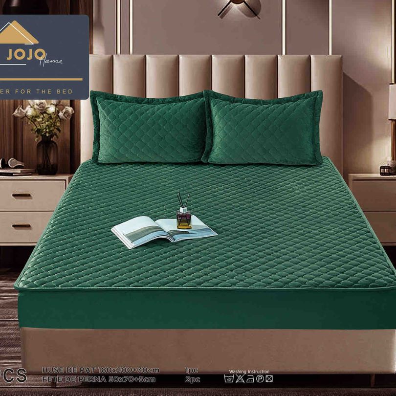 Husa de pat topper catifea – Set complet 3 piese, confort si eleganta pentru patul tau 180X200cm | COD 1530J