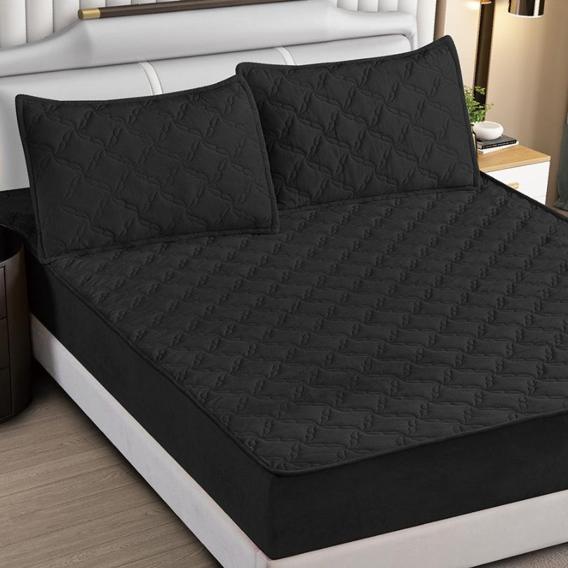 Husa matlasata topper cu 2 fete de perna, protectie si confort și eleganta | 3326-S 