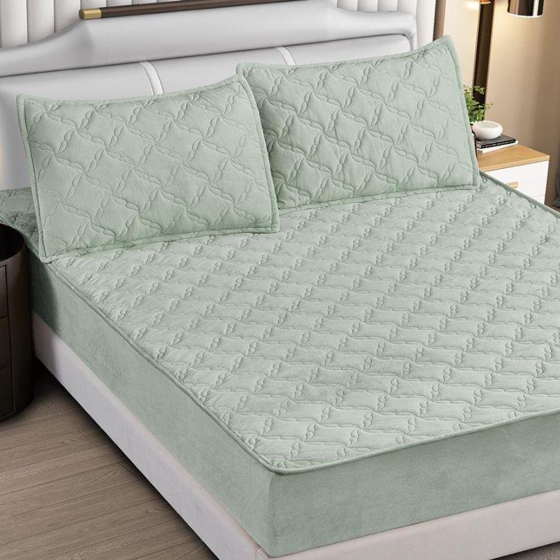 Husa matlasata topper cu 2 fete de perna, protectie si confort și eleganta | 3328-S 
