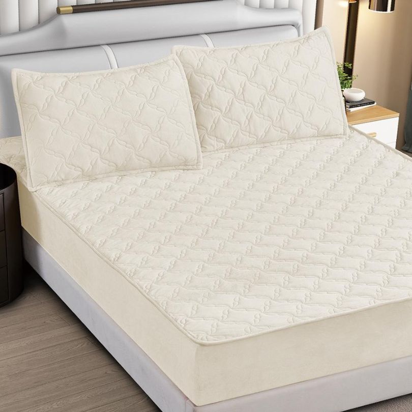 Husa matlasata topper cu 2 fete de perna, protectie si confort și eleganta | 3329-S