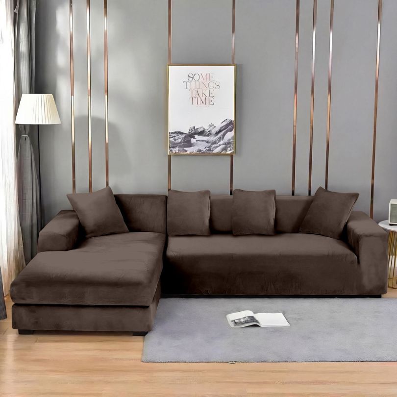 Huse colțar catifea, 2+3 locuri, elastic si elegant, protectie premium | 2666-S
