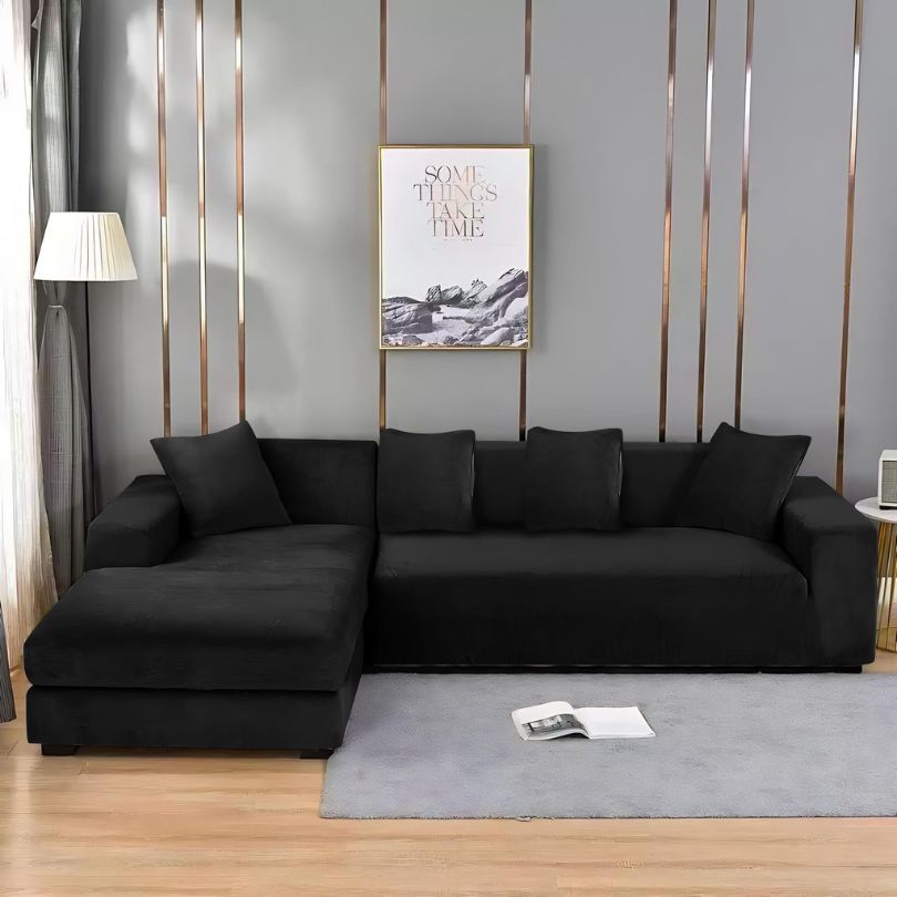 Huse colțar catifea, 2+3 locuri, elastic si elegant, protectie premium | 2668-S