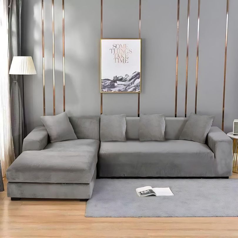Huse colțar catifea, 2+3 locuri, elastic si elegant, protectie premium | 2669-S 