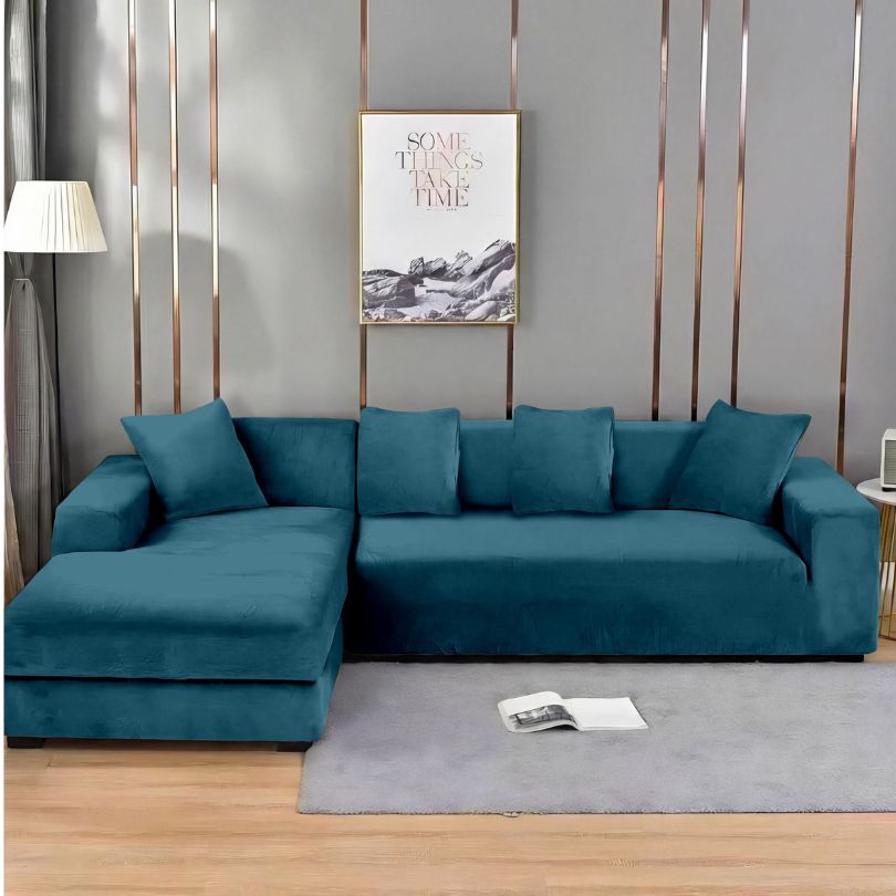 Huse coltar catifea, 2+3 locuri, elastic si elegant, protectie premium | 2667-S 
