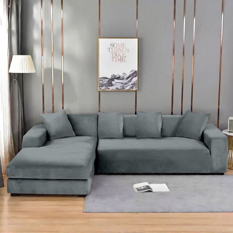 Huse coltar catifea, 2+3 locuri, elastic si elegant, protectie premium | 2670-S