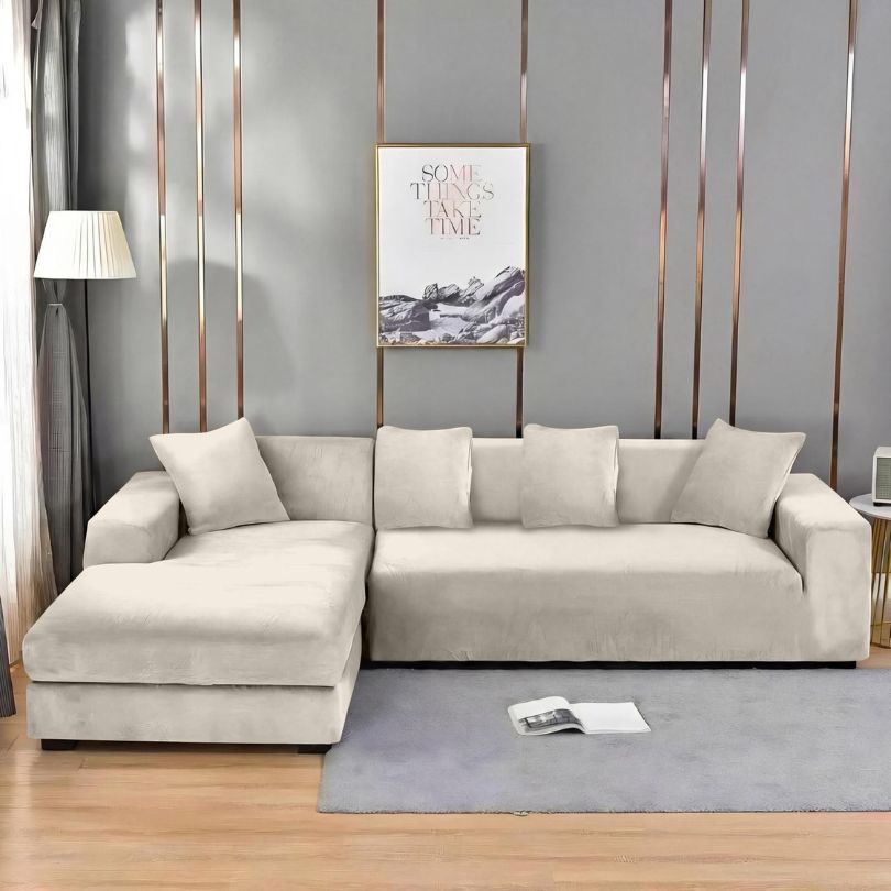 Huse coltar catifea, 2+3 locuri, elastic si elegant, protectie premium | 2672-S 