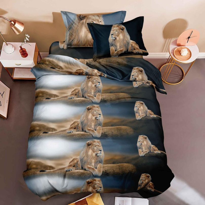 Lenjerie de Pat 1 Persoana din Bumbac Satinat 3D – 4 Piese | Confort si Eleganta Moderna | COD 0740-S