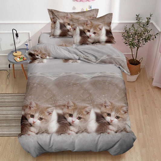 Lenjerie de Pat 1 Persoana din Bumbac Satinat 3D – 4 Piese | Confort si Eleganta Moderna | COD 0744-S