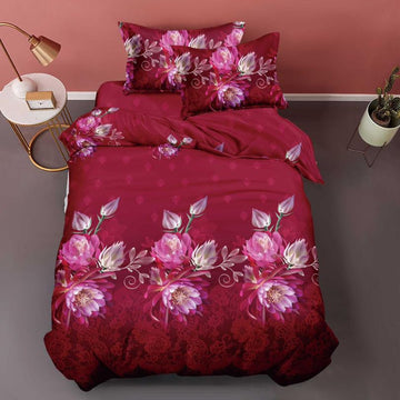 Lenjerie de Pat 1 Persoana din Bumbac Satinat 3D – 4 Piese | Confort si Eleganta Moderna | COD 0748-S