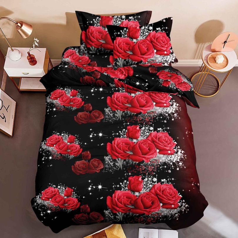 Lenjerie de Pat 1 Persoana din Bumbac Satinat 3D – 4 Piese | Confort si Eleganta Moderna | COD 0751-S