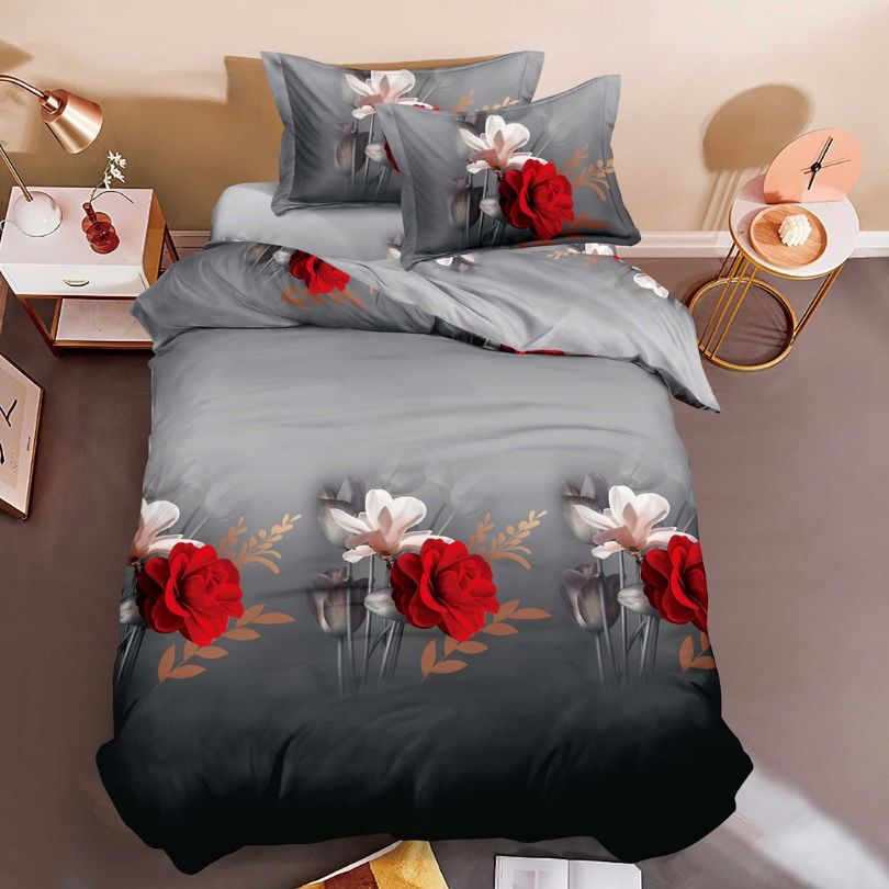 Lenjerie de Pat 1 Persoana din Bumbac Satinat 3D – 4 Piese | Confort si Eleganta Moderna | COD 0752-S