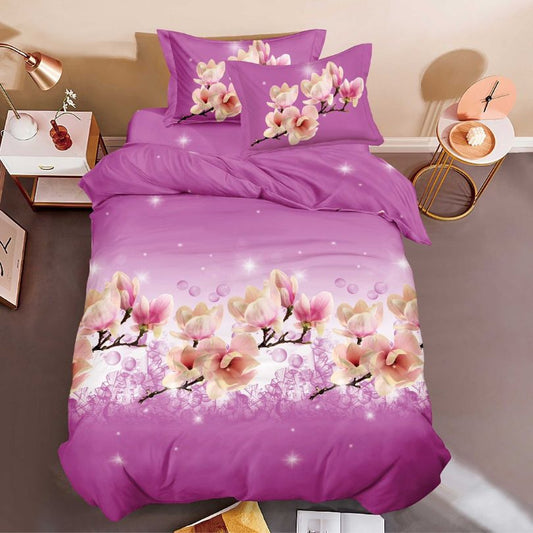 Lenjerie de Pat 1 Persoana din Bumbac Satinat 3D – 4 Piese | Confort si Eleganta Moderna | COD 0754-S