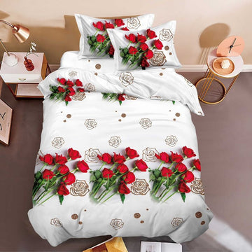 Lenjerie de Pat 1 Persoana din Bumbac Satinat 3D – 4 Piese | Confort si Eleganta Moderna | COD 0755-S