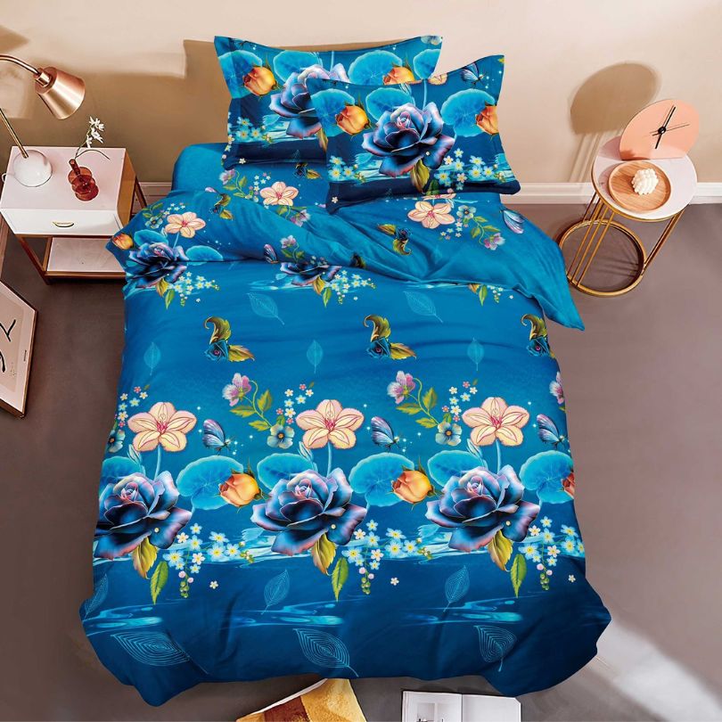 Lenjerie de Pat 1 Persoana din Bumbac Satinat 3D – 4 Piese | Confort si Eleganta Moderna | COD 0758-S