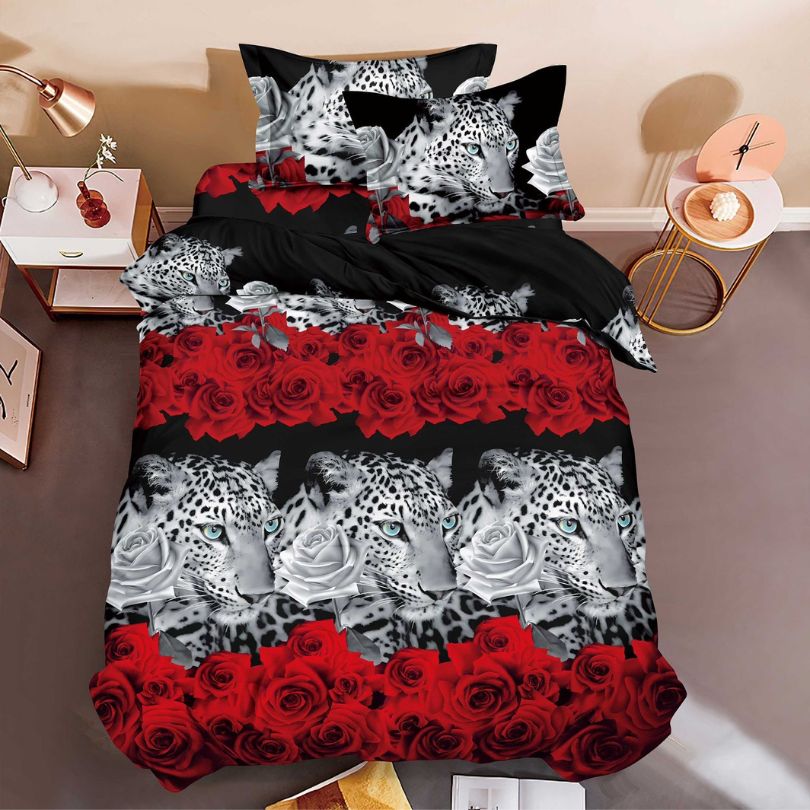 Lenjerie de Pat 1 Persoana din Bumbac Satinat 3D – 4 Piese | Confort si Eleganta Moderna | COD 0760-S