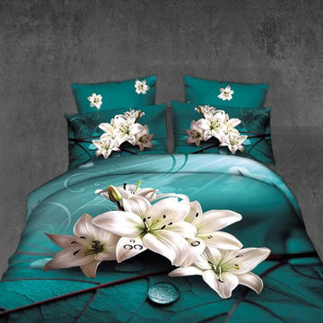 Lenjerie de Pat 1 Persoana din Bumbac Satinat 3D – 4 Piese | Confort si Eleganta Moderna | COD 0763-S