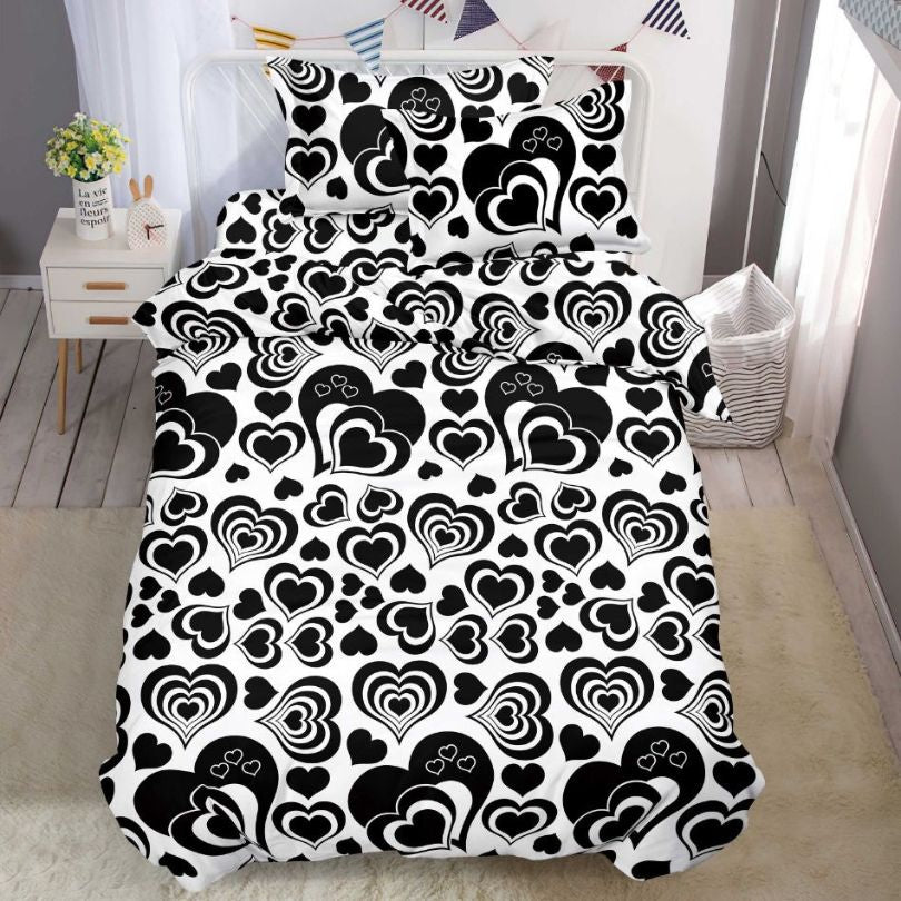 Lenjerie de Pat 1 Persoana din Bumbac Satinat 3D – 4 Piese | Confort si Eleganta Moderna | COD 0765-S