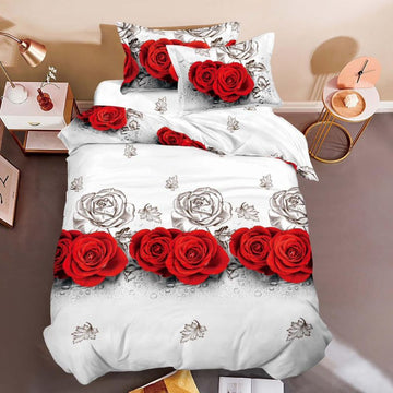 Lenjerie de Pat 1 Persoana din Bumbac Satinat 3D – 4 Piese | Confort si Eleganta Moderna | COD 0770-S