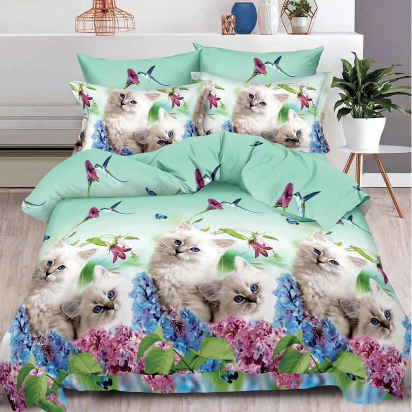 Lenjerie de Pat 3D – 6 Piese din Bumbac Satinat | Culori Vibrante, Confort Premium, Design Modern | COD 1382-S