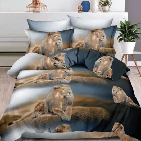 Lenjerie de Pat 3D – 6 Piese din Bumbac Satinat | Culori Vibrante, Confort Premium, Design Modern | COD 1391-S